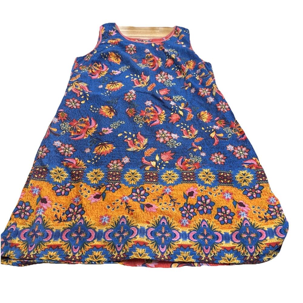 Orientique Naturally Australian L FloralSleeveless 100% Cotton Dress Reversible